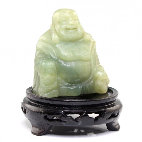 Statuetă sculptată în jad serpentin - Budai ( Buddha Hotei ) - China cca.1960